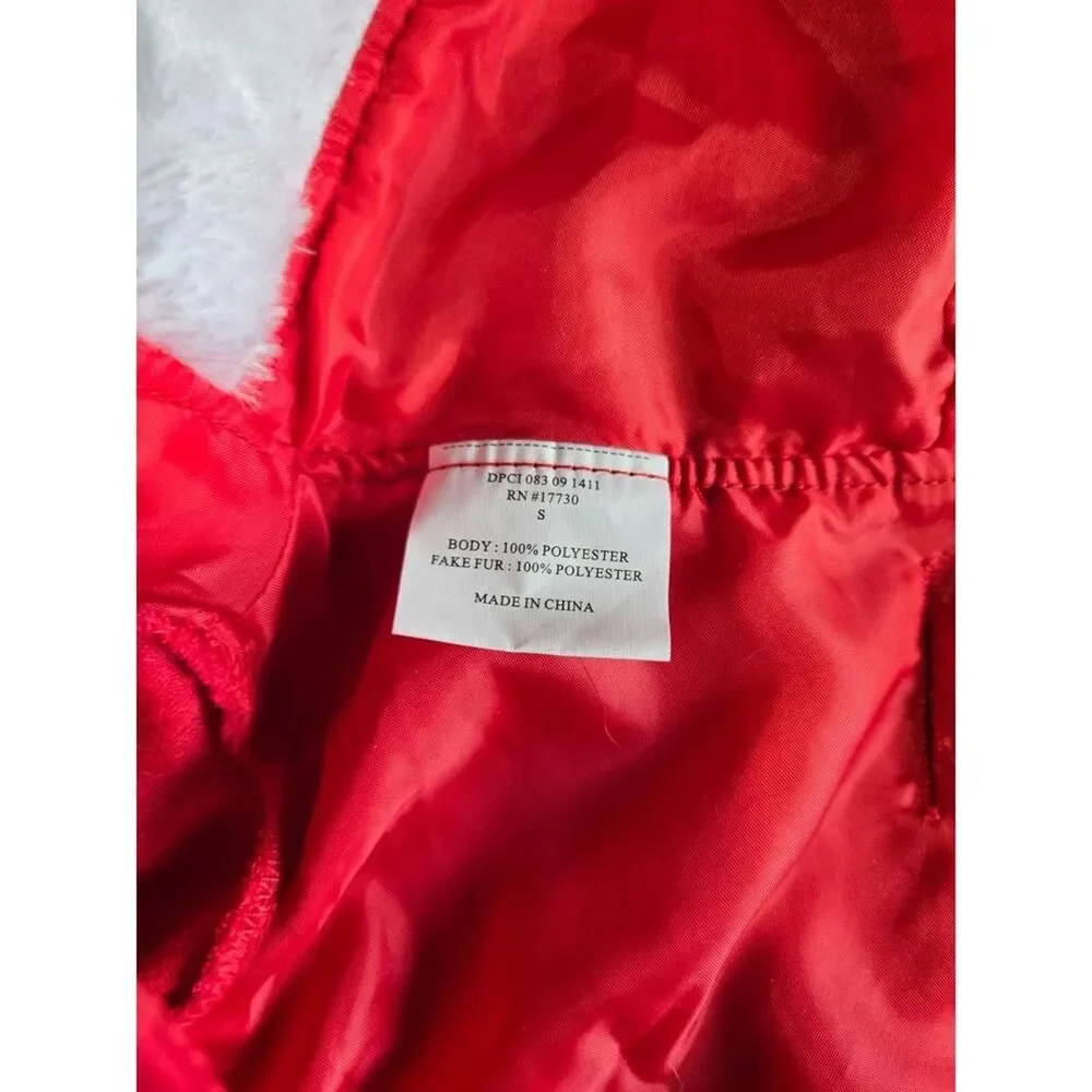 Santa Claus Dog Costume Pet Christmas Outfit Red White Hooded Suit
